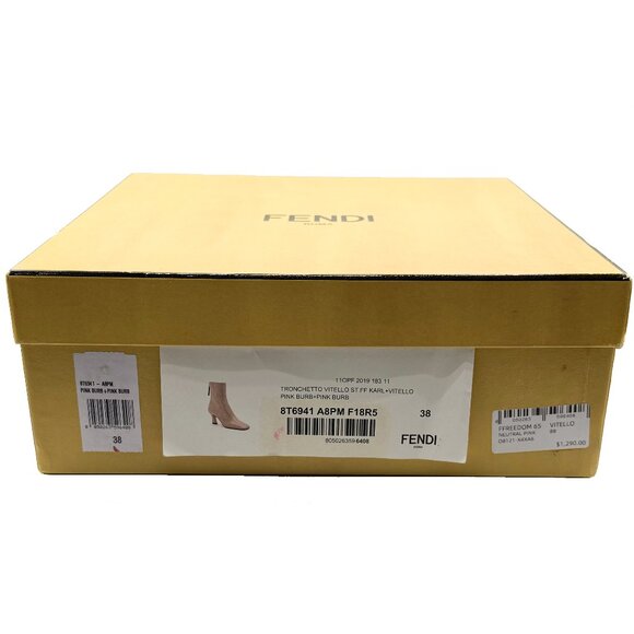 Brand New Fendi FFreedom 65 Logo Printed Leather Boots in Neutral Pink, Size 38 - Picture 3 of 11